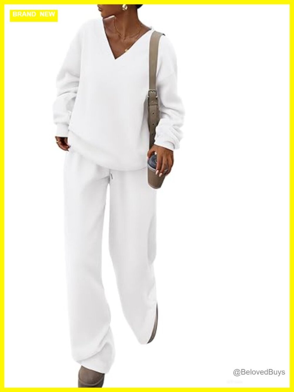 V Neck Sweatshirt and Wide Leg Sweatpants Two Piece Set Tracksuit